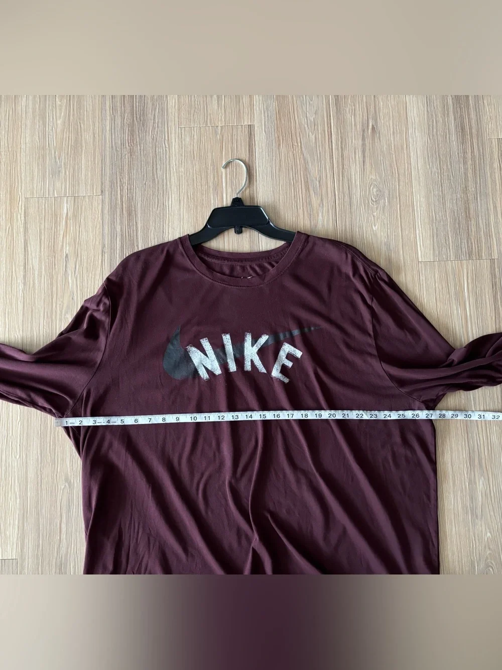 Nike Dri-FIT T-Shirt Burgundy Long Sleeve Logo Graphic Crew Neck Men 3XL Workout